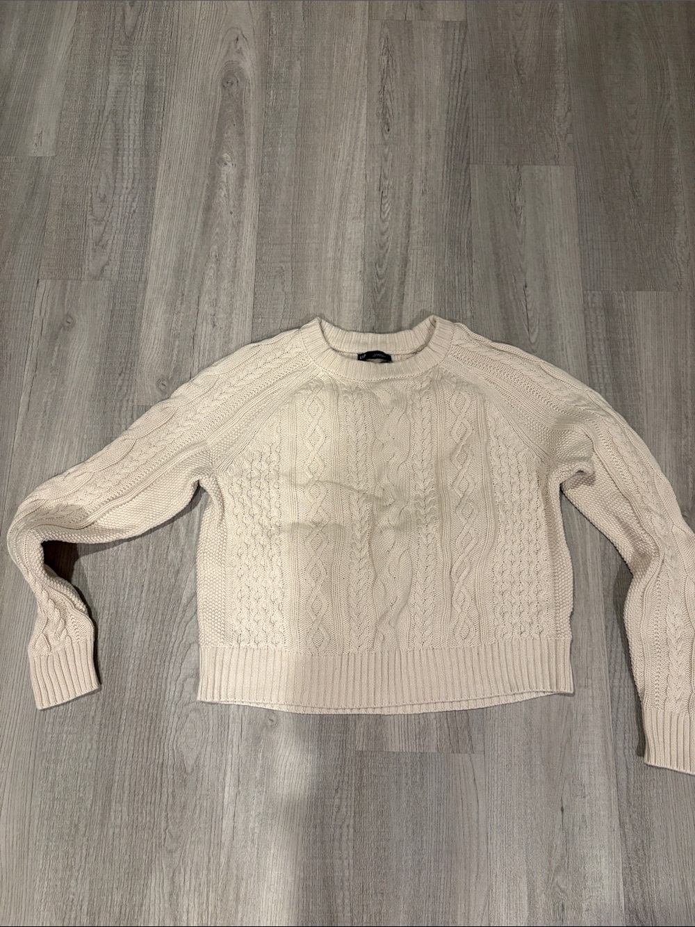 GAP Cream Cable Crewneck Sweater